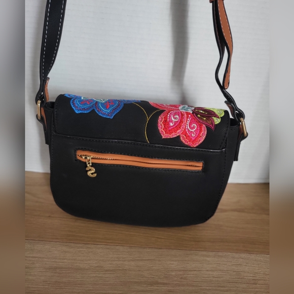 Desigual Embroidered Floral Black Crossbody Bag - Picture 6 of 16